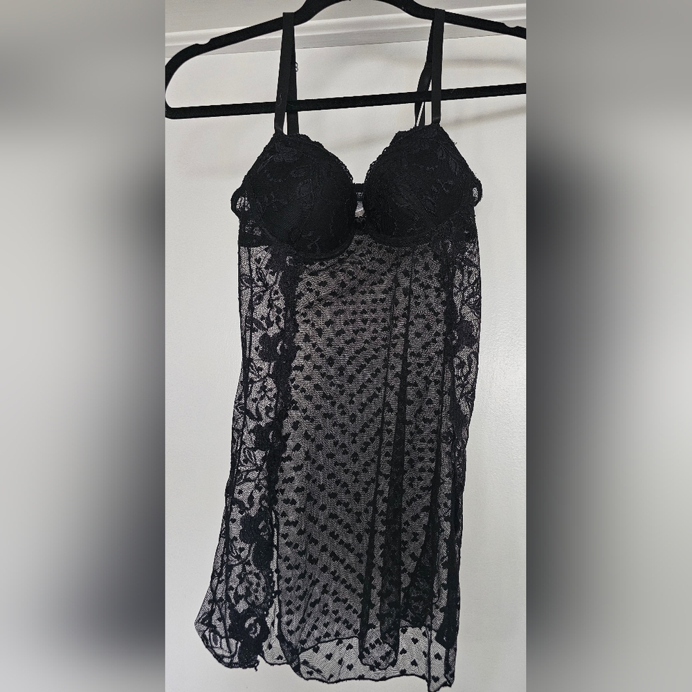 Rampage | Black Sexy Sheer Lace Molded Cup Teddy with Underwire | Size Small